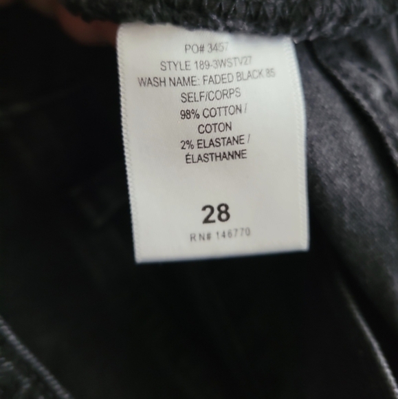 Re/Done Washed Black Stovepipe Straight Crop Jean Sz 28 - Picture 7 of 7